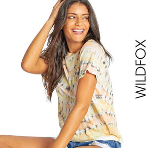 Wildfox Tie Dye Citrus Wash Keke Short Sleeve Oversized T-Shirt NWT Small